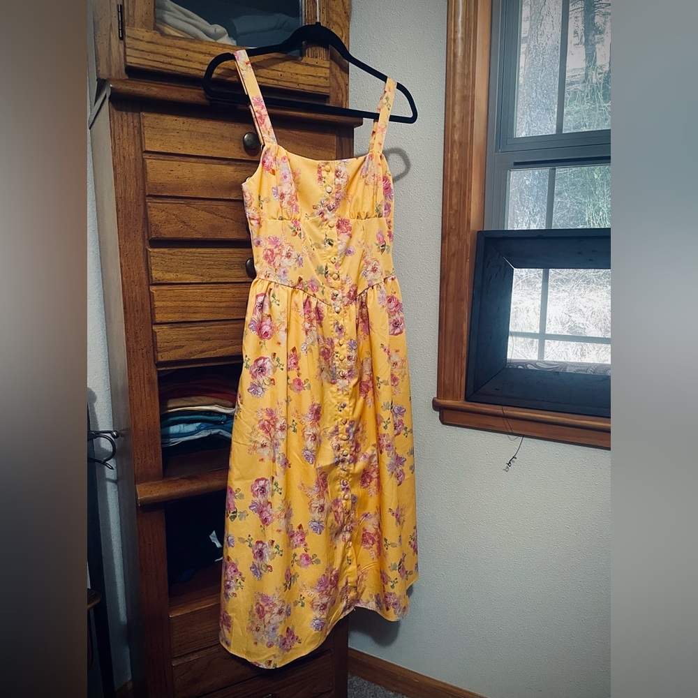 DONATED! Yellow Bustier Roses Dress / SUNDRESS